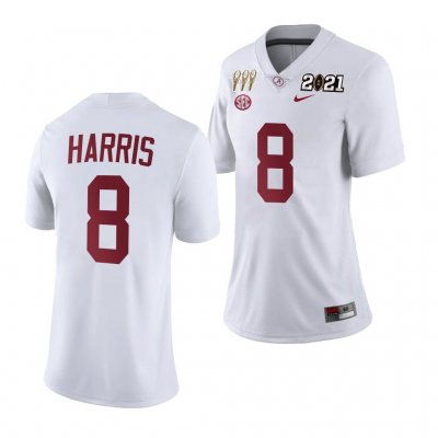 Women's Alabama Crimson Tide #8 Christian Harris 3X CFP National Championship White NCAA Limited College Football Jersey 2403TYJU3